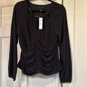 WHBM black long sleeve top size Large
